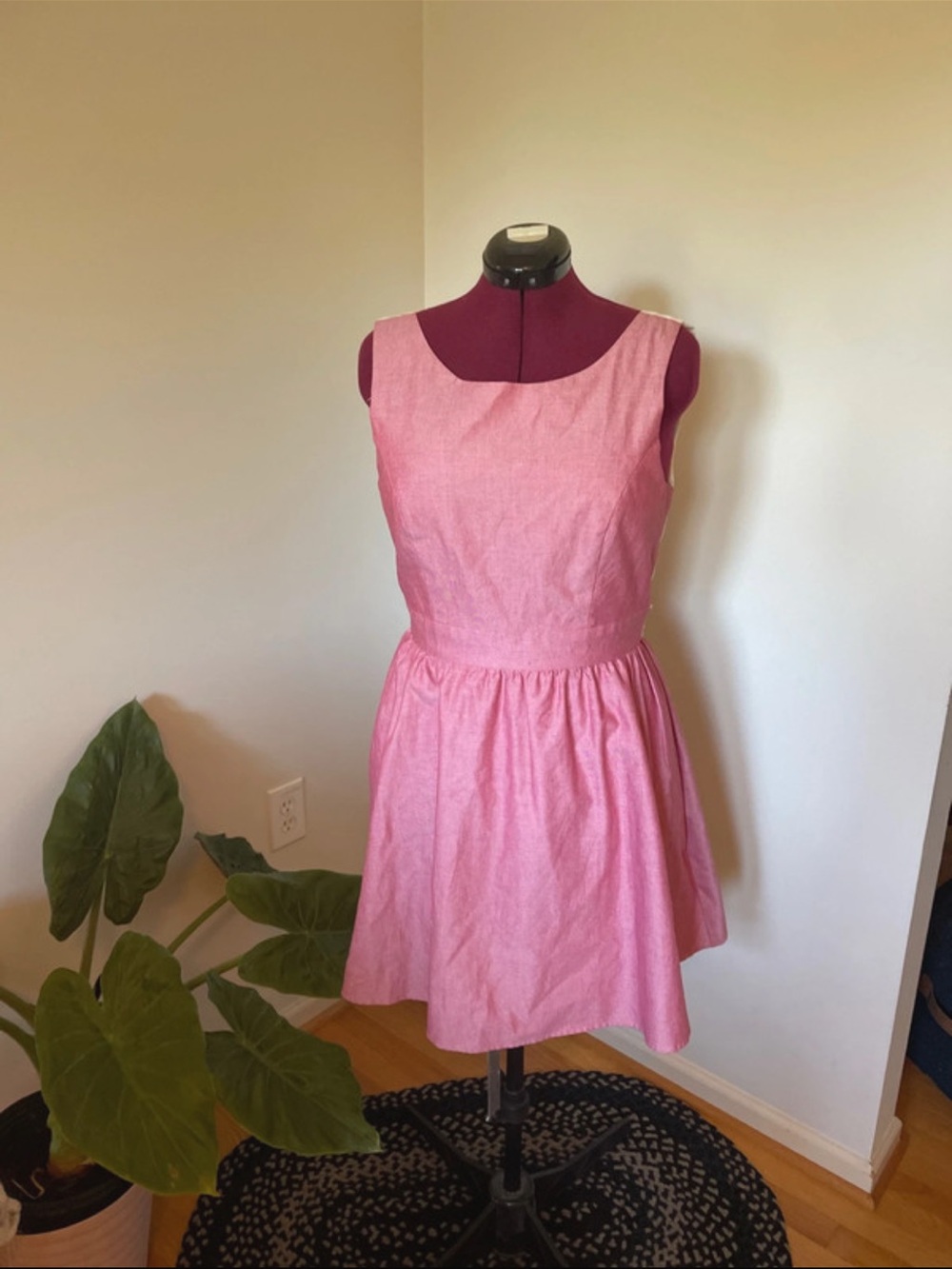 Sleeveless Pink Fit-and-Flare Dress